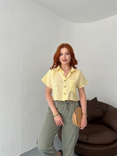Crop Gömlek Sarı