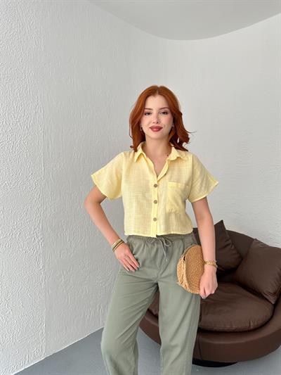 Crop Gömlek Sarı