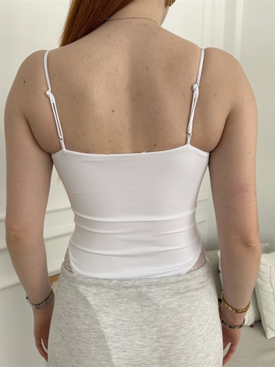 Dantel Detay Bodysuit Beyaz
