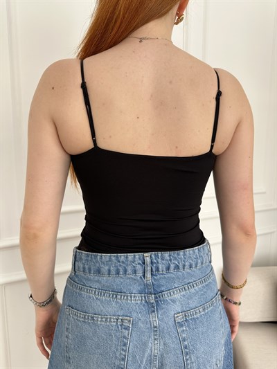 Dantel Detay Bodysuit Siyah