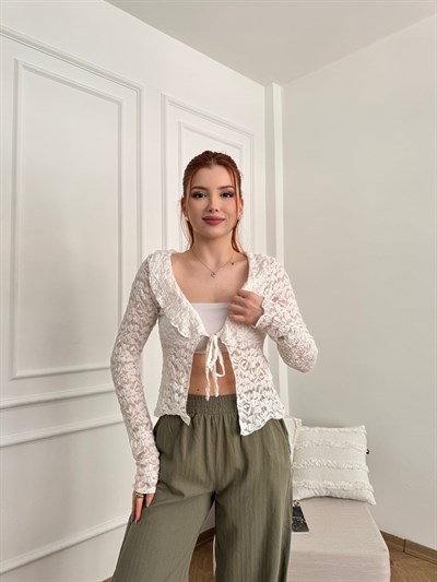 Dantel Hırka Ekru