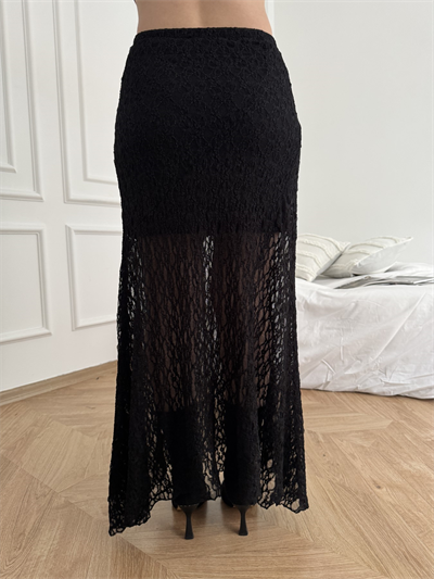 Dantel Midi Etek Siyah