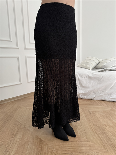 Dantel Midi Etek Siyah