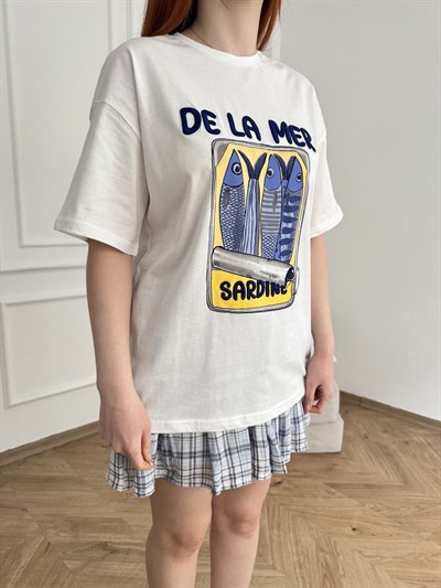 De La Mer Nakışlı T-shirt Ekru