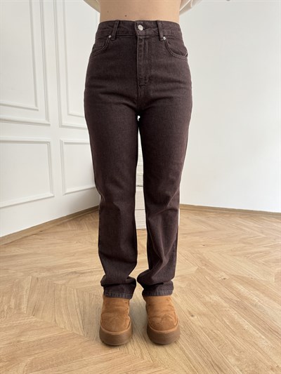 Denim Straight Fit Pantolon Kahve