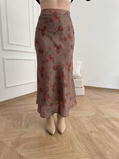 Desenli Uzun Etek Kahve