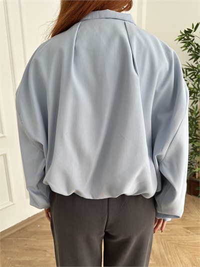 Dik Yaka Oversize Balon Mont Bebe mavi