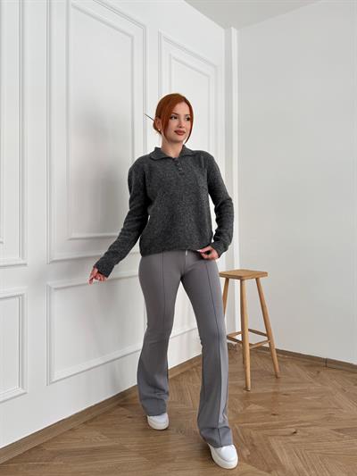 Dikiş Detay Pantolon Gri