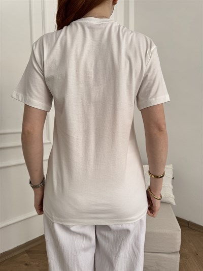 Do Not Disturb Baskılı T-shirt Ekru