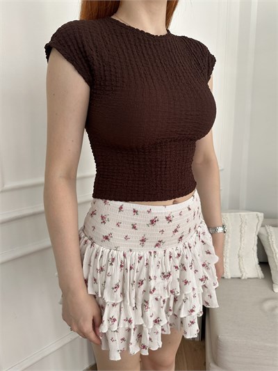 Dokulu Crop Body Acı kahve