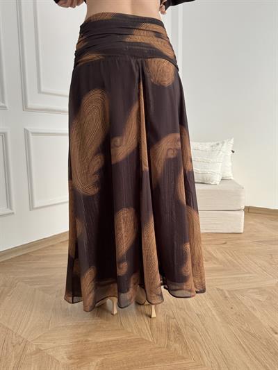 Drapeli Tül Etek Kahve