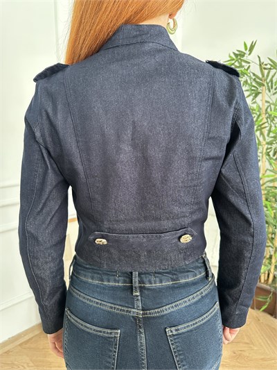 Düğmeli Denim Ceket Lacivert