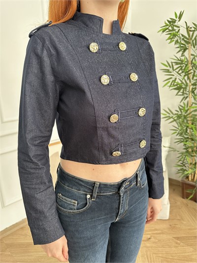 Düğmeli Denim Ceket Lacivert