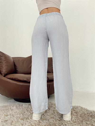 Düşük Bel Keten Pantolon Bebe mavi