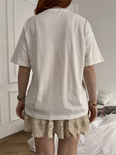 Estate Italiana Nakışlı T-shirt Ekru