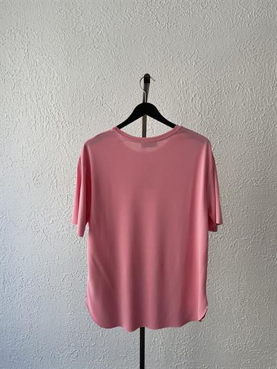 Eteği Oval Oversize Tişört Şeker pembe