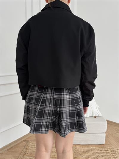 Etiket Detaylı Ceket Siyah