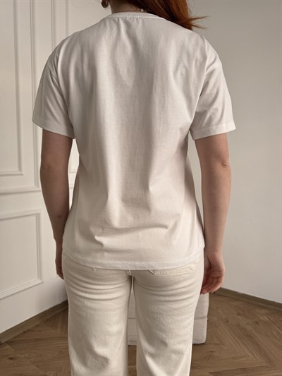 Fırenze Baskı T-shirt Ekru