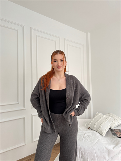 Fitilli Salaş Hırka Antrasit melanj