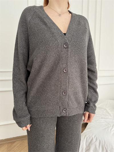 Fitilli Salaş Hırka Antrasit melanj