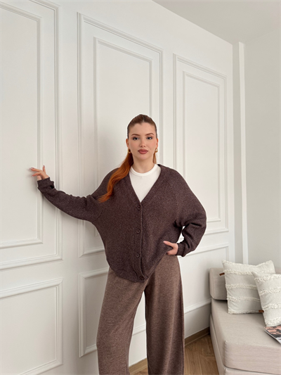 Fitilli Salaş Hırka Kahve melanj