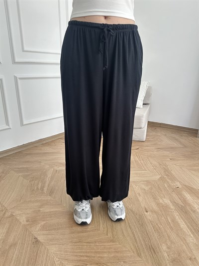 Fitilli Şalvar Pantolon Siyah