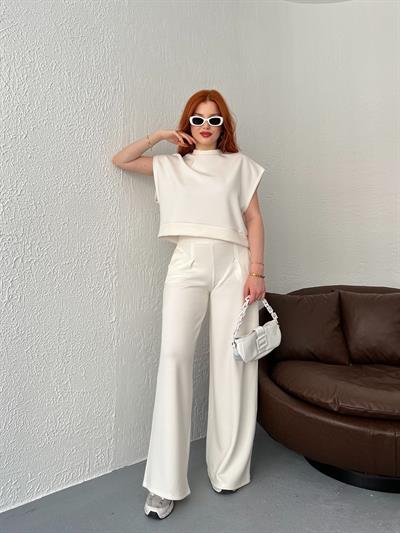 Flota Cep Pileli Pantolon Ekru