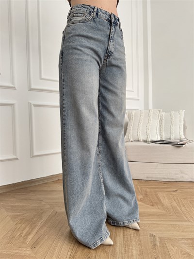Geniş Paça Kot Pantolon Koyu mavi