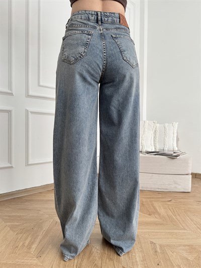 Geniş Paça Kot Pantolon Koyu mavi