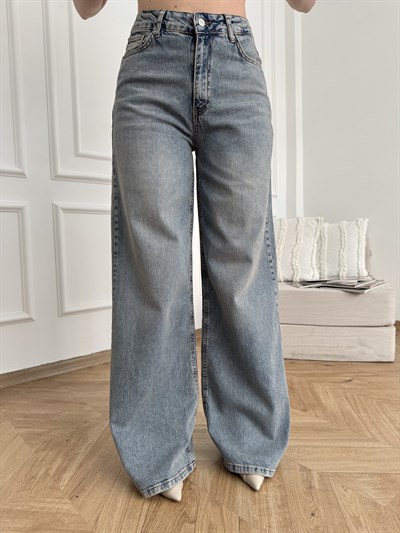 Geniş Paça Kot Pantolon Koyu mavi