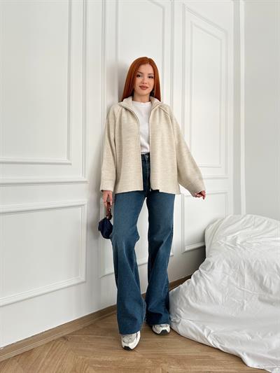 Geniş Paça Likralı Jean Mavi