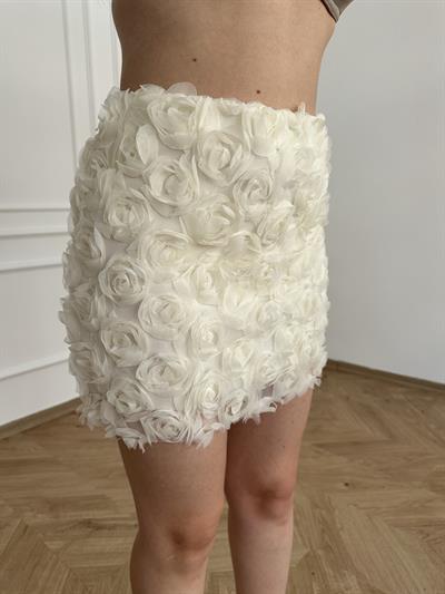 Güllü Mini Etek Açık sarı