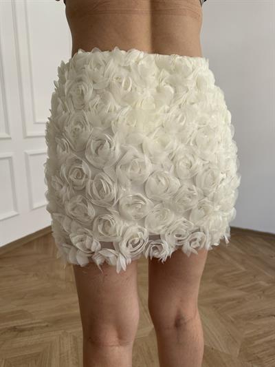 Güllü Mini Etek Açık sarı