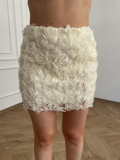 Güllü Mini Etek Açık sarı