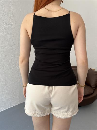 Halter Yaka İp Askılı Bluz Siyah