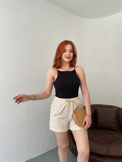 Halter Yaka İp Askılı Bluz Siyah