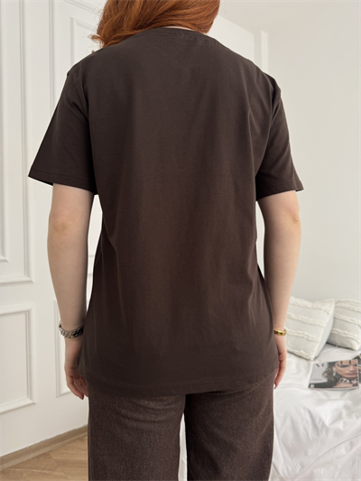 Hot Dog Köpek Baskılı T-shirt Kahve