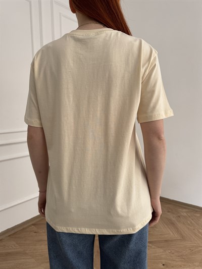 Hot Dog Köpek Baskılı T-shirt Vanilya