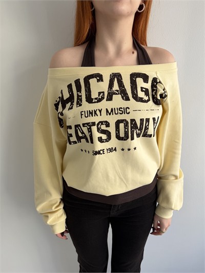 İçi Atletli Sweatshırt Sarı