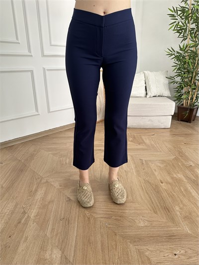 İspanyol Paça Crop Pantolon Lacivert