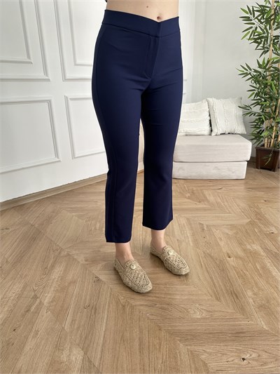 İspanyol Paça Crop Pantolon Lacivert