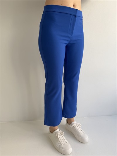 İspanyol Paça Crop Pantolon Saks