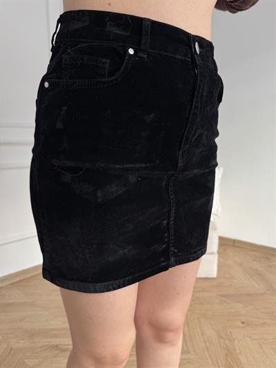 Kadife Mini Etek Siyah