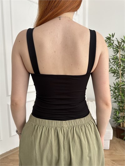 Kalın Askılı Bodysuit Siyah