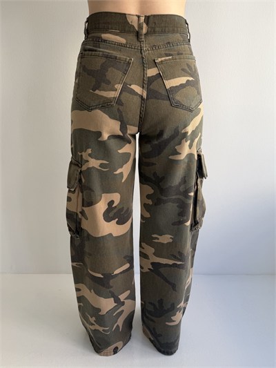 Kargo Cep Kamuflaj Desen Pantolon Haki