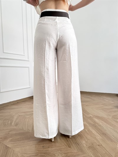 Kemer Detaylı Pantolon Ekru