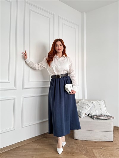 Kemerli Çan Etek Lacivert