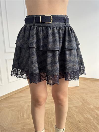 Kemerli Eteği Tüllü Etek Lacivert