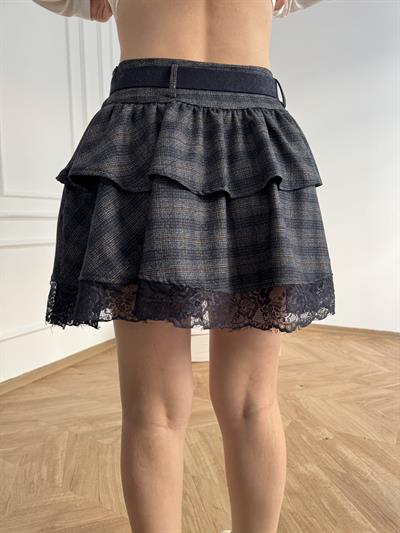 Kemerli Eteği Tüllü Etek Lacivert