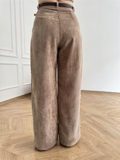 Kemerli Kadife Pantolon Camel